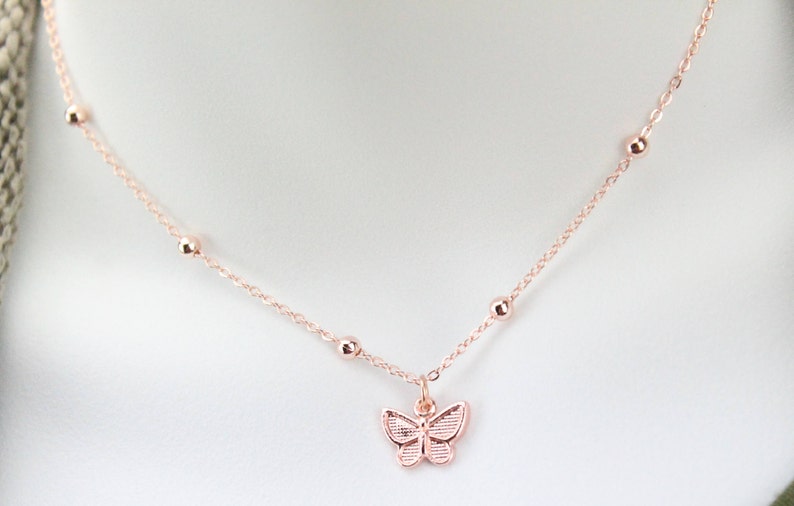 Rose Gold Butterfly Necklace - Etsy