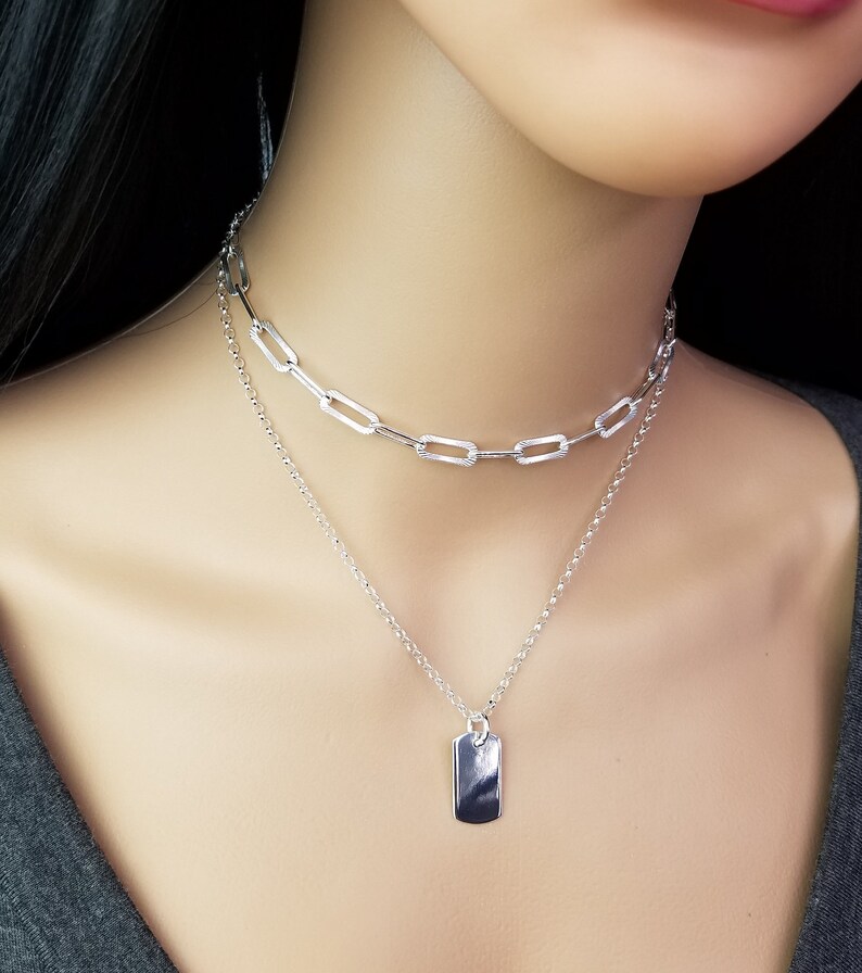 Sterling Textured Long Box Choker