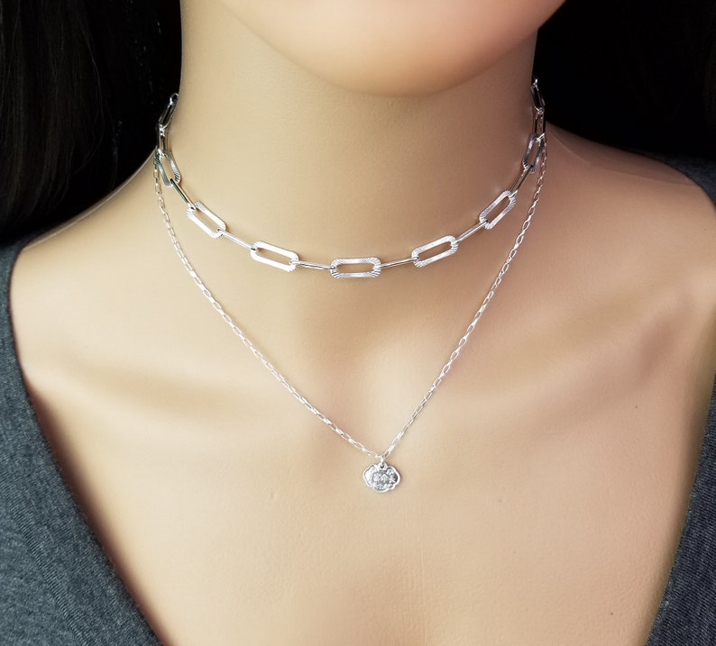 Sterling Textured Long Box Choker