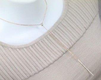 Gold Y Shape Necklace with Horizontal Bar