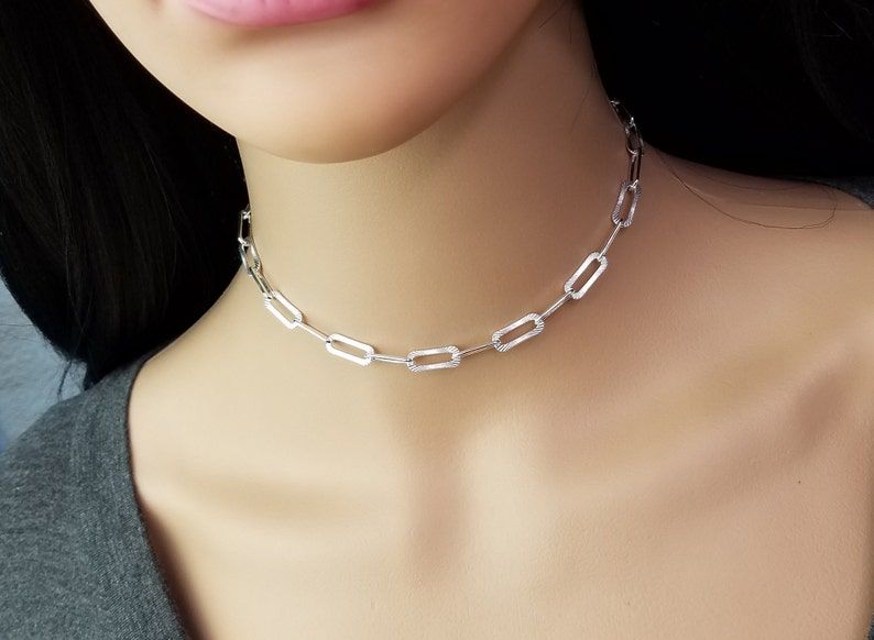 Sterling Textured Long Box Choker