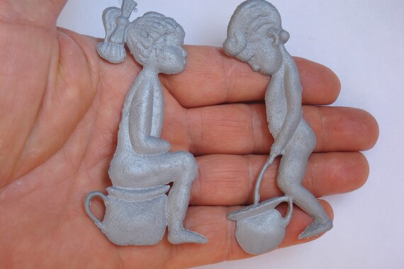 Set Of 2 Soviet Vintage Plastic Door Bathroom Signs Grey Etsy