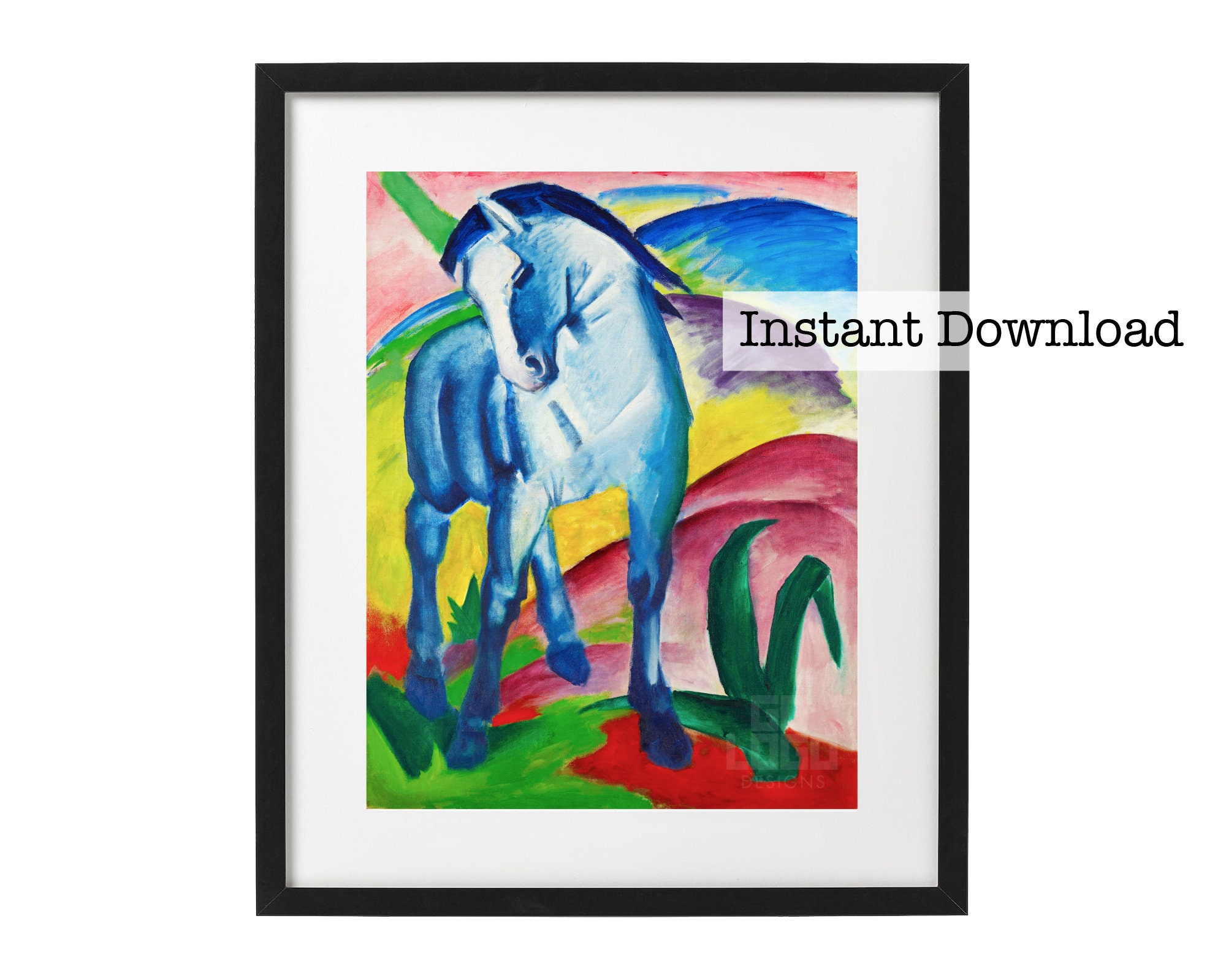 フランツ・マルク「青い馬 Ⅰ」【フレームサイズ 32×26cm】 Large blue Horses | フランツ・マルク Franz Marc | 絵画