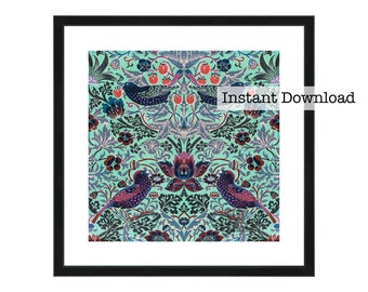 WILLIAM MORRIS Strawberry Thief Print, Instant Digital Download, William Morris Bird Thieves Poster, Famous Art Print, Printable WM Papers