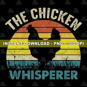 Le poulet chuchotant PNG, téléchargement immédiat, fichier numérique à sublimation, clipart coq, graphique animaux de la ferme, conception transparente imprimable