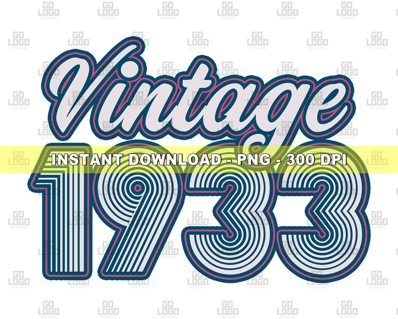 VINTAGE 1933 Birthday PNG Instant Download Digital - Etsy