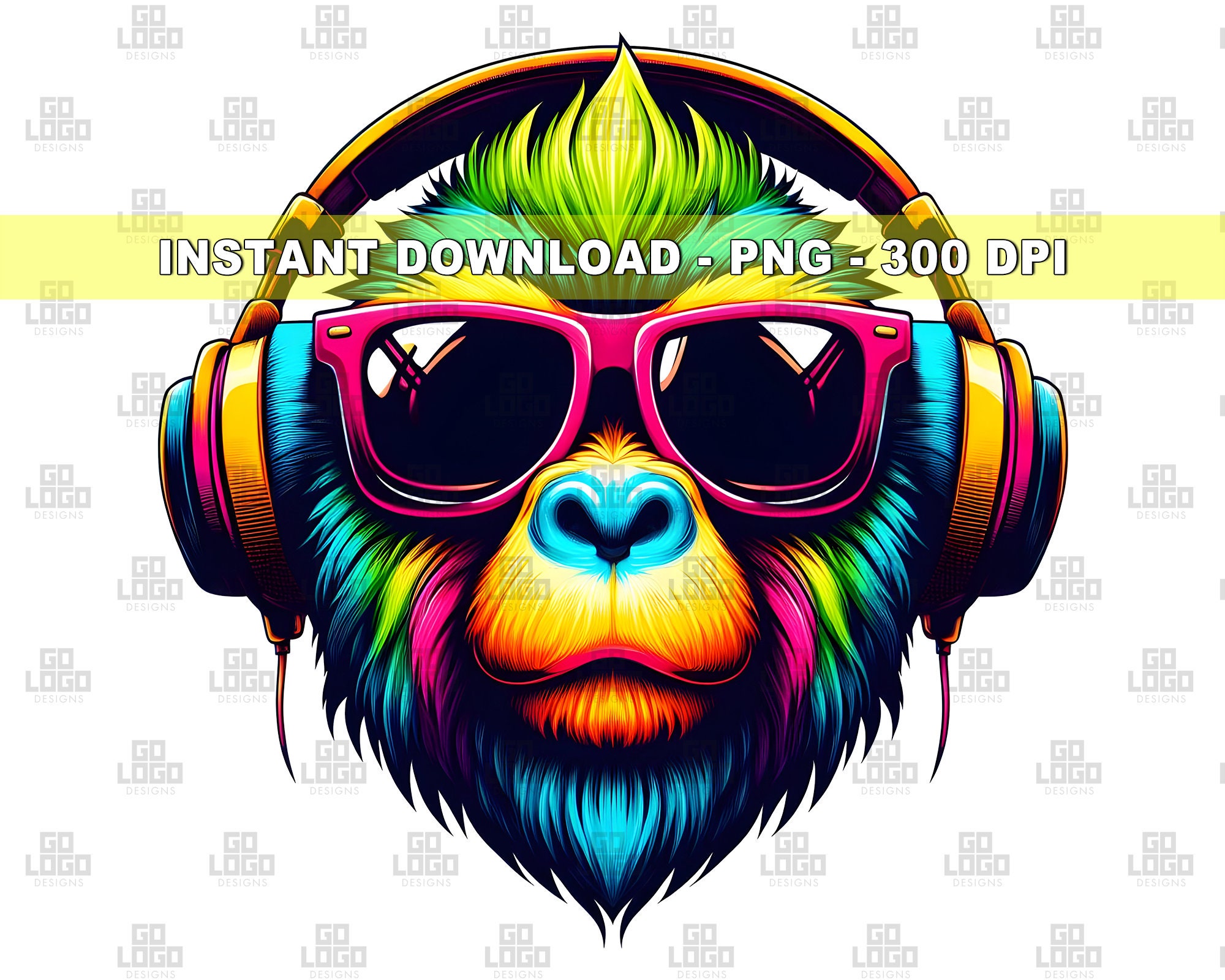 Funny MONKEY DJ PNG, Instant Download, Digital Sublimation File ...