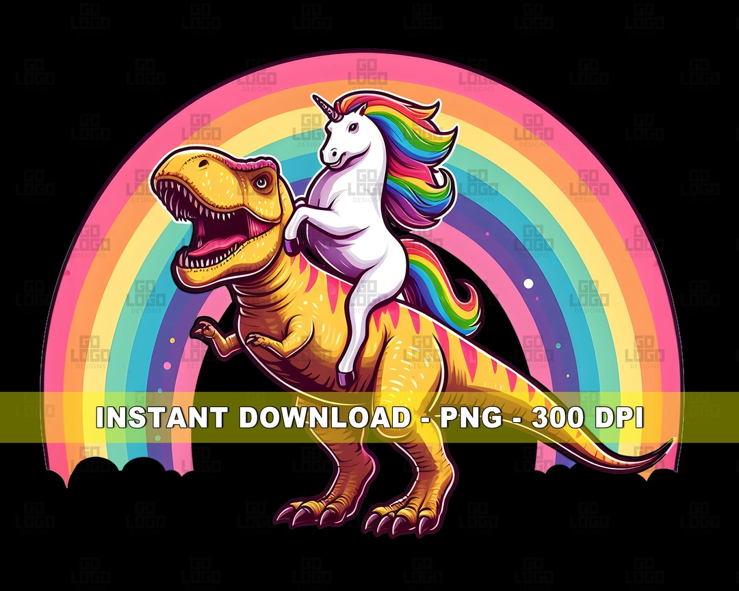 UNICORN RIDING T-Rex PNG, Instant Download, Digital Sublimation File ...