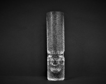 Vintage West German Clear Textured Glass Vase