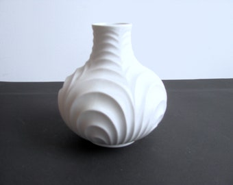 Op Art White Bisque Porcelain Vase Heinrich Selb Bavaria West German Vintage Form 2034