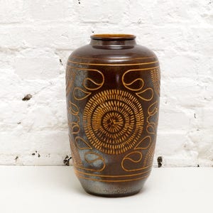 Germany pottery vase with multicoloured sprinkle glaze Bay Keramik 690-18 large pumpkin model ceramic W seventies eighties post-modern