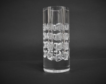 Vintage Klare Glas Handgemachte Vase skandinavische oder deutsche Op Art MCM