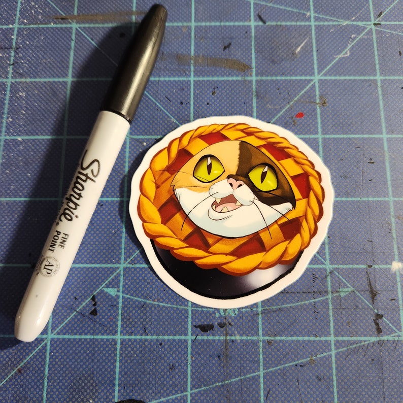 Cutie Pie Cat Head 3 Vinyl Sticker image 2