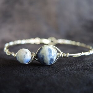 twisted wire bracelet, wire wrapped crystal beads