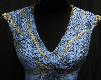 Inspired by Daenerys Targaryen's Astapor dress, azure blue, season 3-4, custom-made, 100% silk