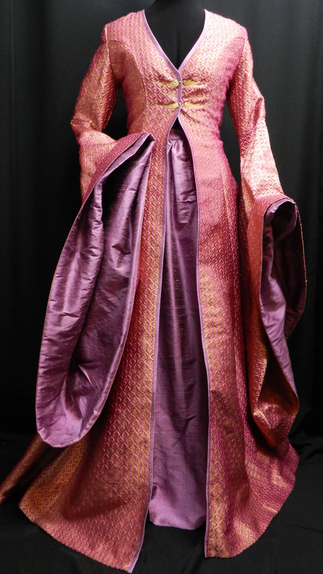 Inspired by Game of Thrones Sansa Stark Pink Gold Brocade Silk