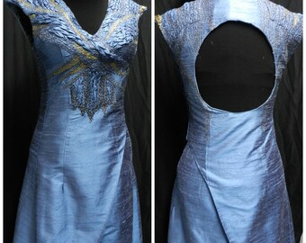 Inspired by Daenerys Targaryen Astapor Azure Blue Dress Game of Thrones  Custom Made 100% Silk Soie Dragon Scale Cosplay Robe Season 3-4 - Etsy