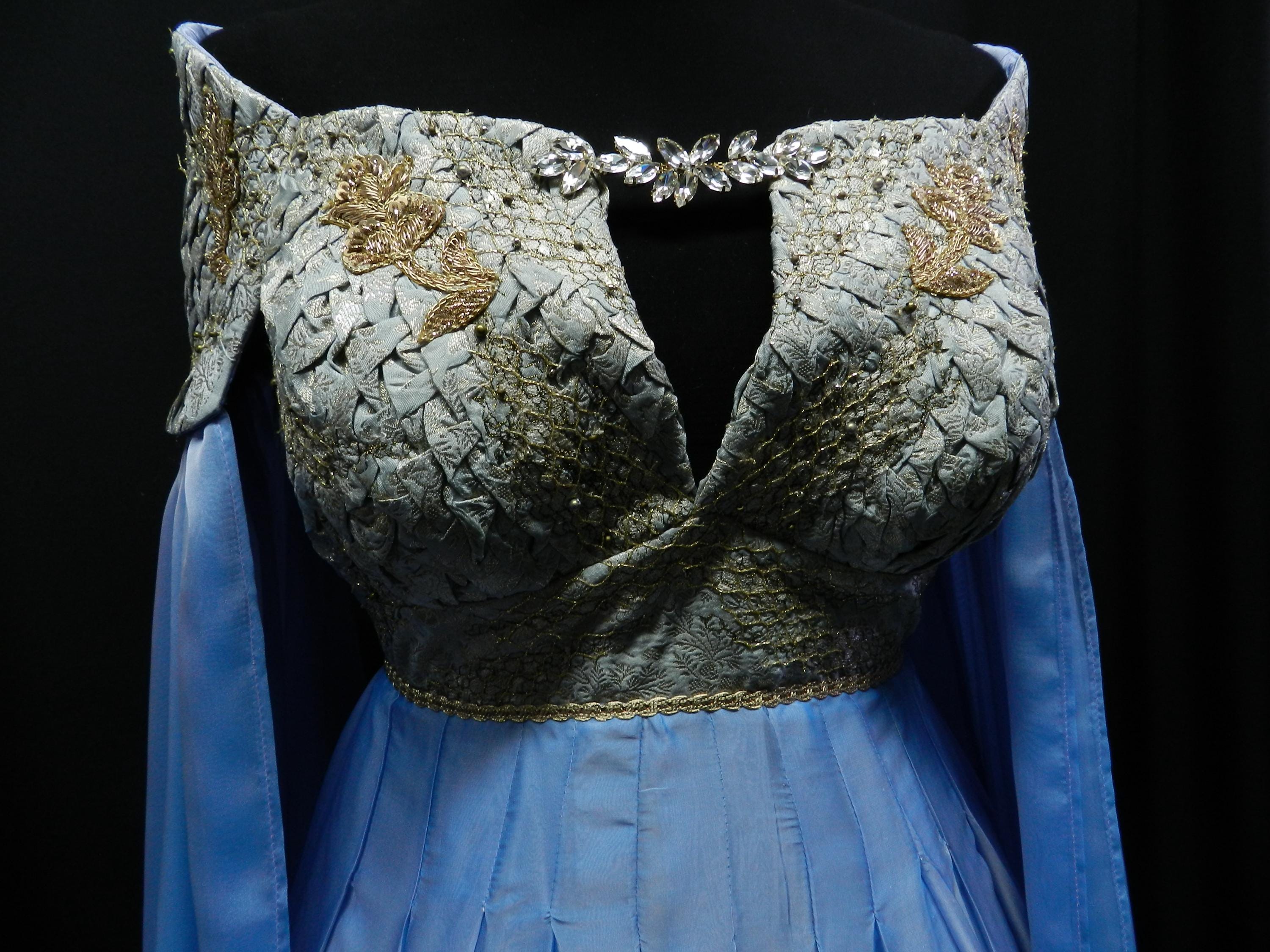 daenerys blue and gold dress READY TO SHIP Fairy Wedding inspired by Targaryen rebecca Trumpet/Mermaid Prom Dresses Scoop Size:40F Open back