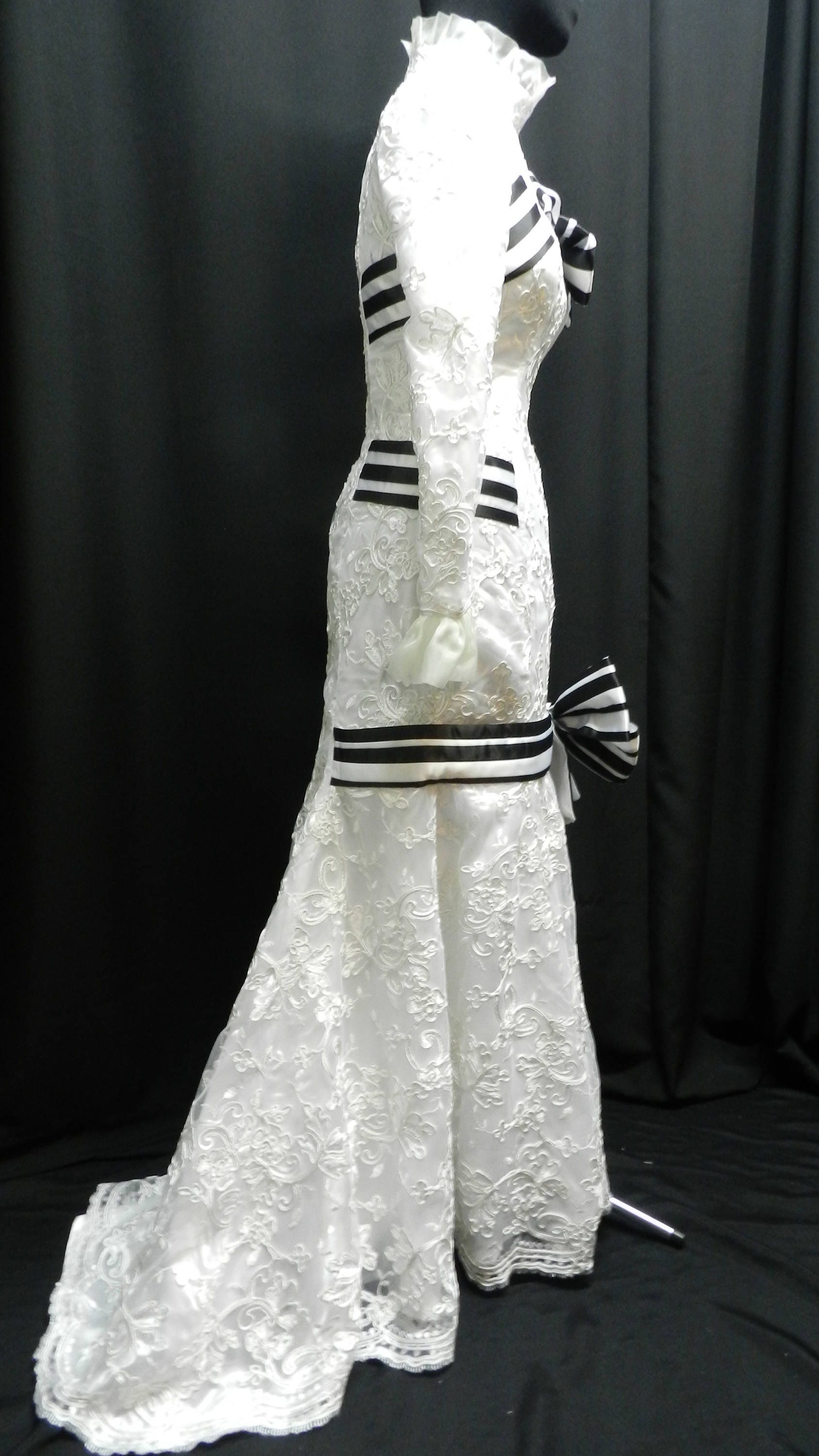 MarieCosplayShop Inspired by My Fair Lady Eliza Doolittle White Lace Dress Custom Made to Your Size!