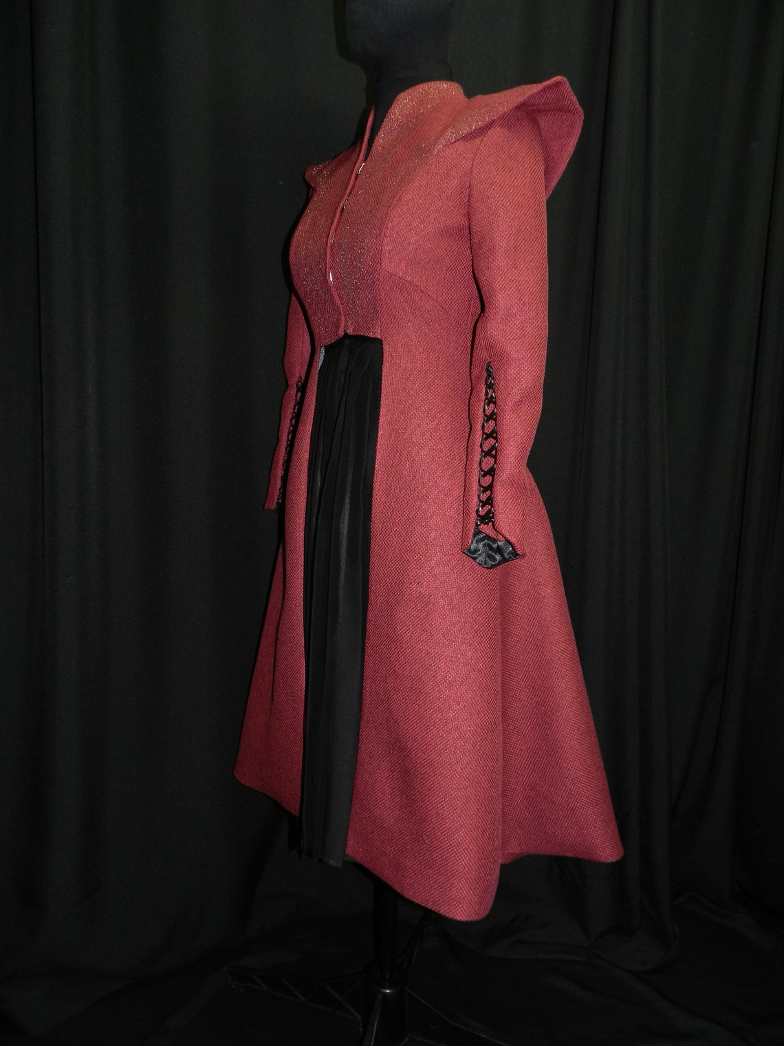 Inspired by Daenerys Wine Red jacket and black pleated skirt | Etsy