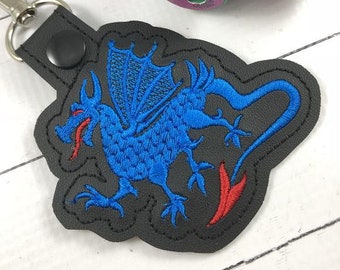 Dragon snap tab -4x4 -Backpack tag embroidery design-ITH key fob tag - trendy embroidery design