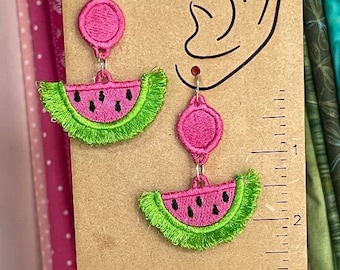 Watermelon Freestanding Lace Fringe Earrings embroidery design FSL - Digital Download - Machine Embroidery Designs - In the Hoop - DBB