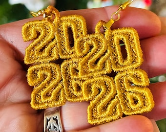 2026 Freestanding Lace Earrings | FSL Machine Embroidery Design | Graduation | New Year | Digital Download