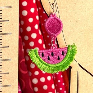 Watermelon Freestanding Lace Fringe Earrings embroidery design FSL Digital Download Machine Embroidery Designs In the Hoop DBB image 5