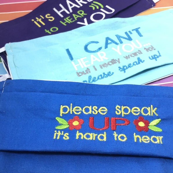 Hearing Loss Helps - Simple 4x4 Designs to add to fabric masks - digital download - embroidery file - embroidery project