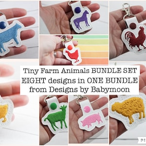 Farm Animals Snap Tab Embroidery Design: 4x4 5x7 Hoops (Digital Download)