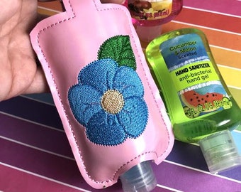 NEW SIZE Flower Floral Hand Sanitizer Holder Snap Tab Version In the Hoop Embroidery Project 3 oz DT for 5x7 hoops - 3ounce bottle holder