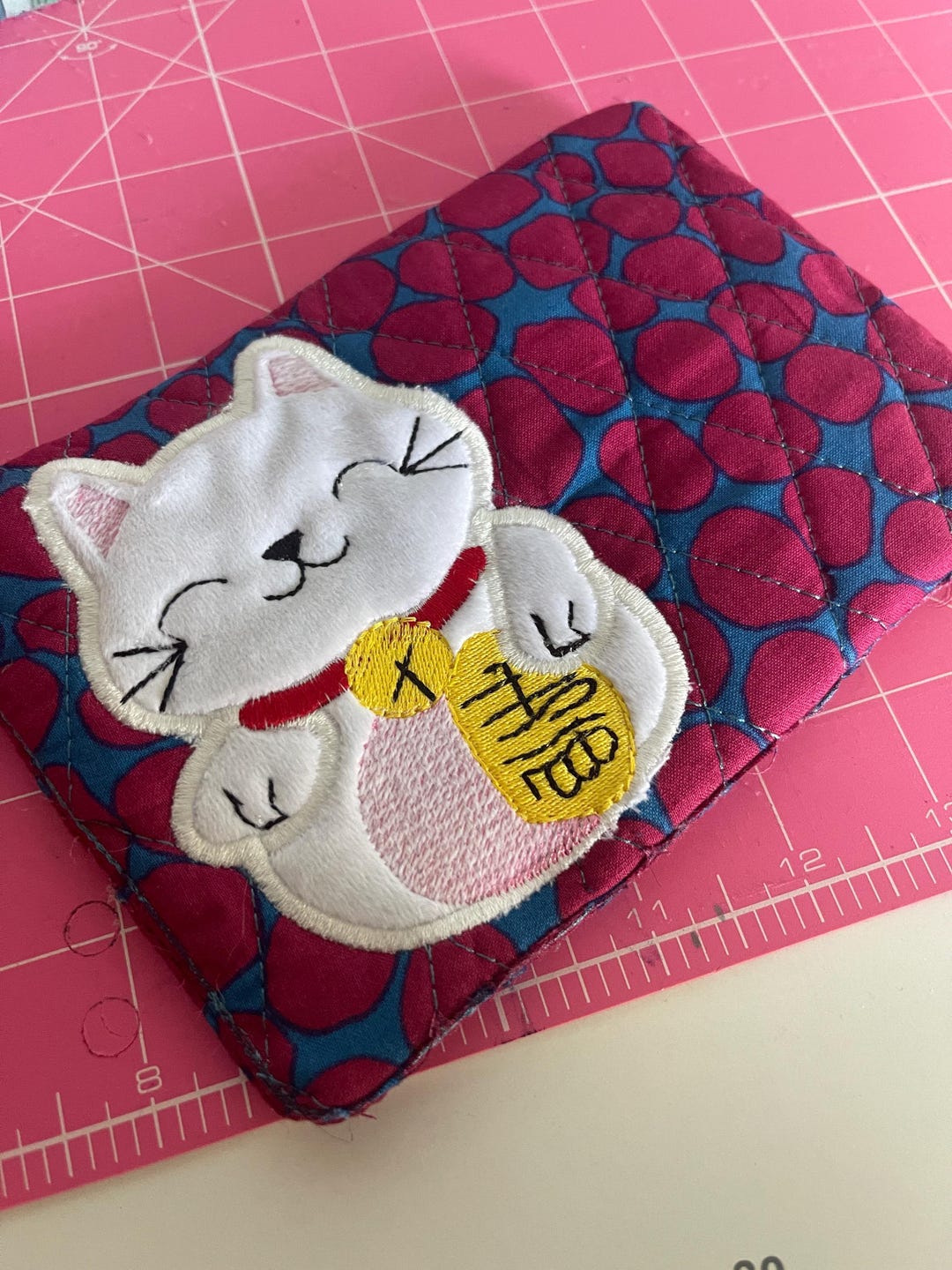 In the Hoop Mug Rug Embroidery Project: Lucky Cat (digital Download) - Etsy