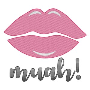 Muah Sign Lips Muah Embroidery Design: Sketch Word Art (digital Download) - Etsy