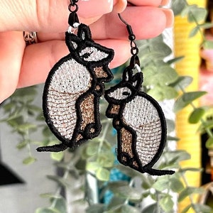 Armadillo FSL Earrings In the Hoop Freestanding Lace Earrings-Digital Download - Machine Embroidery Design-Embroidery Pattern