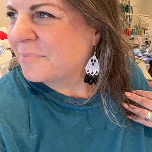 Boo Ghost Dangle Earrings: FSL Embroidery Project (Digital Download)