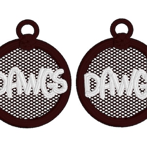 School Spirit - Dawgs FSL Earring Machine Embroidery Design File - Sports Mascot Team spirit - school colors digital download