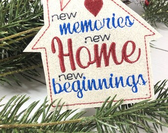 New Home Christmas Ornament: Machine Embroidery Design (4x4 Hoop)