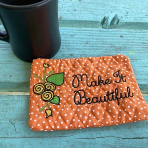 In The Hoop Mug Rug Embroidery Design: ITH Project (Digital Download)