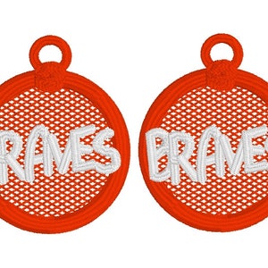 School Spirit - BRAVES FSL Earring Machine Embroidery Design File - Sports Mascot Team spirit - school colors digital download