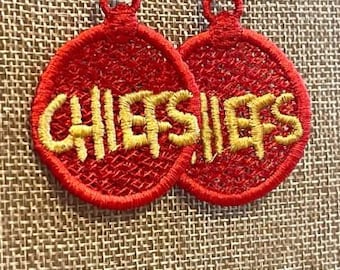 School Spirit - Chiefs FSL Earring Machine Embroidery Design File - Sports Mascot Team spirit - school colors digital download