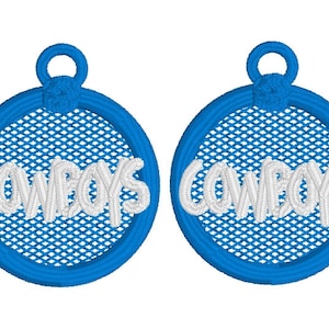 School Spirit -COWBOYS FSL Earring Machine Embroidery Design File - Sports Mascot Team spirit - school colors digital download