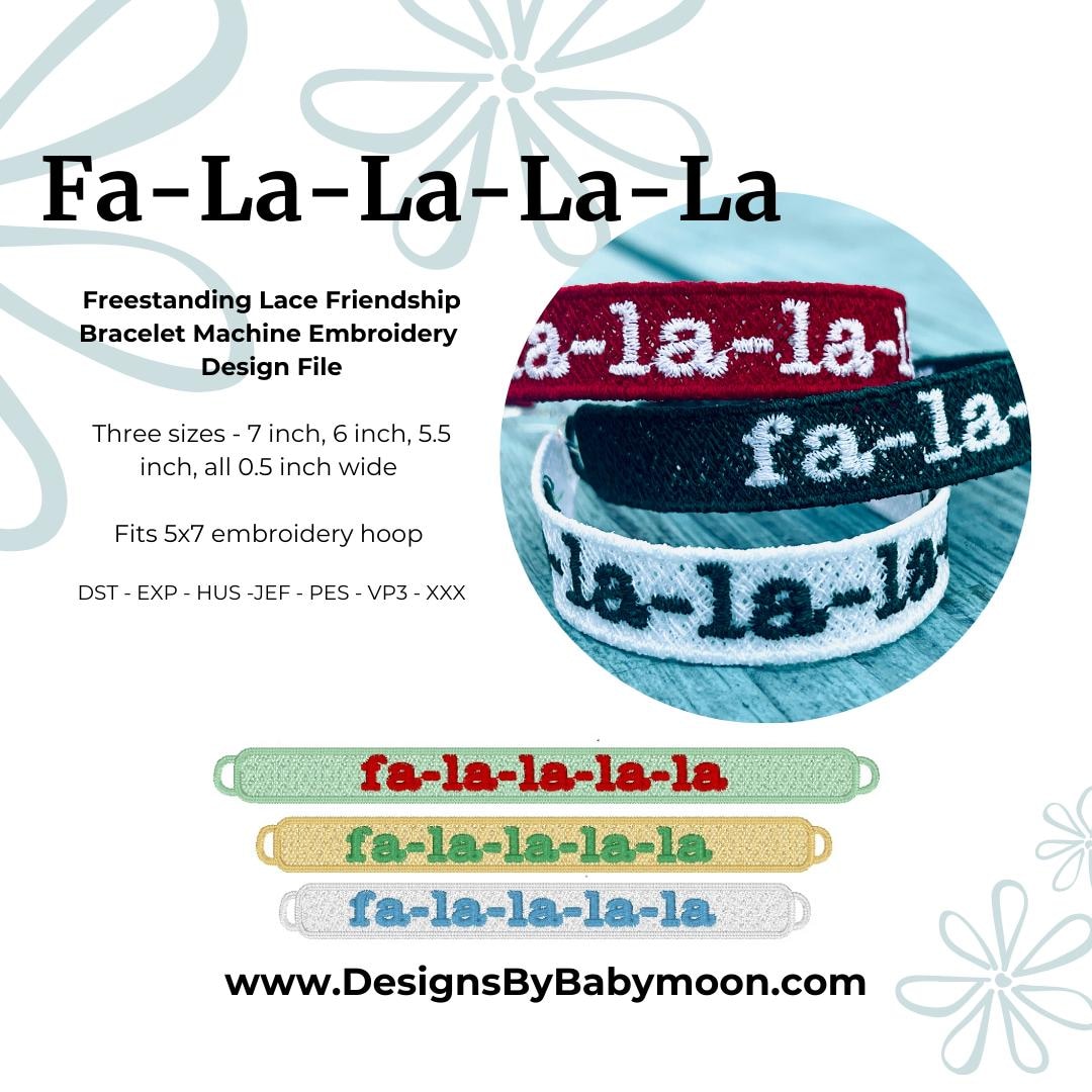 FSL Fa-la-la-la-la Friendship Bracelet: Machine Embroidery Design