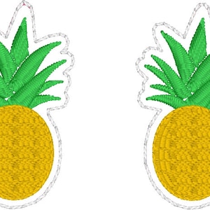 Pineapple Earrings - embroidery design- in the hoop project for vinyl or leather