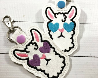 LLama snap tab -4x4 -Backpack tag embroidery design-ITH key fob tag - trendy embroidery design