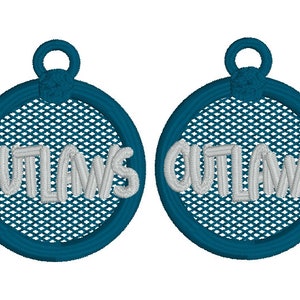 School Spirit -OUTLAWS FSL Earring Machine Embroidery Design File - Sports Mascot Team spirit - school colors digital download