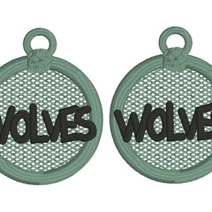 School Spirit - WOLVES FSL Earring Machine Embroidery Design File - Sports Mascot Team spirit - school colors digital download
