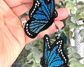 Kolczyki FSL Blue Morpho Butterfly: wzór haftu (do pobrania w wersji cyfrowej)