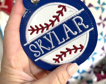 Split Basketball BLANK Applique Bag Tag OR Ornament for 4x4 hoops - Designs by Babymoon - In the Hoop Machine Embroidery Digital Download