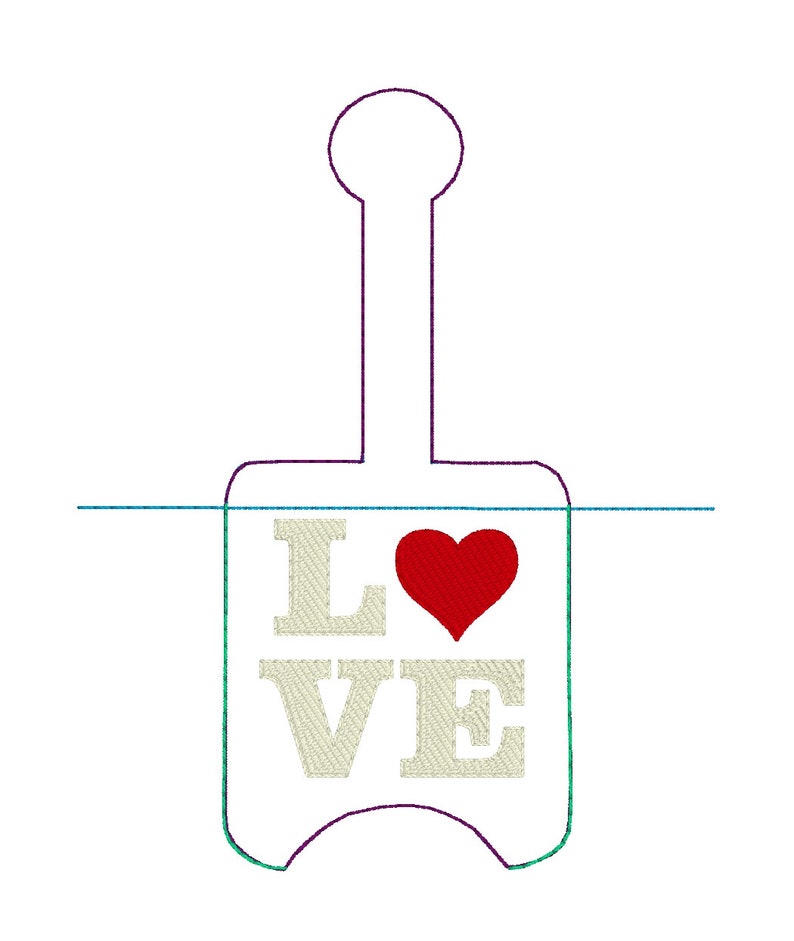 Love Hand Sanitizer Holder Snap Tab Version In the Hoop Embroidery Project 1 oz BBW for 5x7 hoops image 2