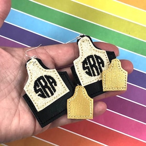 Cow Tag Earrings embroidery design